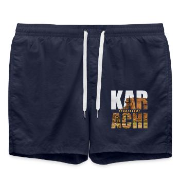 Karachi Pakistan Souvenir - Short de bain - bleu marine - Devant - AI Model Male 185 light (185cm)