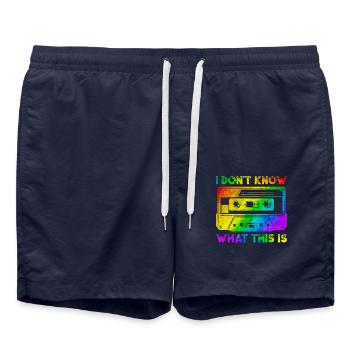 Cassette Rétro Vintage Années 70 Années 80 Années 90 - Short de bain - bleu marine - Devant - AI Model Male 185 light (185cm)