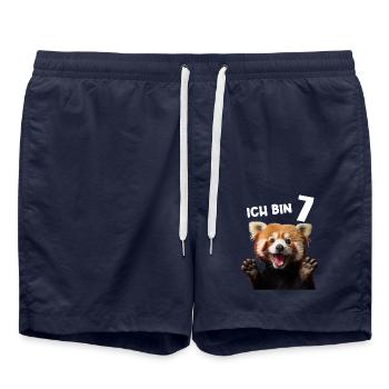 7 Jahre Kleiner Roter Panda Pandas 7. Geburtstag - Badeshorts - French Navy - Vorne - AI Model Male 185 light (185cm)