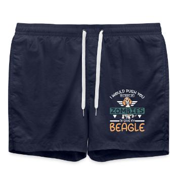 Push you in front of zombies to save my beagle - Swim Trunks - french navy - Front - AI Model Male 185 light (185cm)