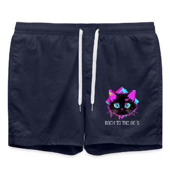 80s Themed Party Back to the 80s Costume - Swim Trunks - french navy - Front - AI Model Male 185 light (185cm)