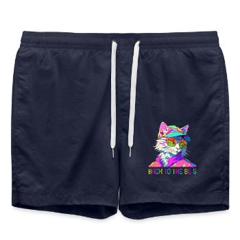 80s Themed Party Back to the 80s Costume - Swim Trunks - french navy - Front - AI Model Male 185 light (185cm)
