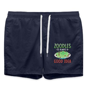 Zoodles Zucchini Pasta Saying - Swim Trunks - french navy - Front - AI Model Male 185 light (185cm)