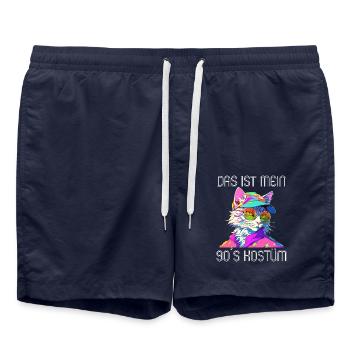 90er Motto Party Das ist mein 90er Kostüm - Badeshorts - French Navy - Vorne - AI Model Male 185 light (185cm)