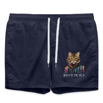 80s Themed Party Back to the 80s Costume - Swim Trunks - french navy - Front - AI Model Male 185 light (185cm)