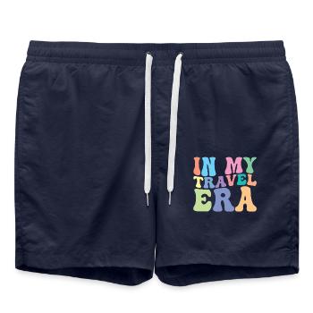 Voyage Vacances Retro Groovy - Short de bain - bleu marine - Devant - AI Model Male 185 light (185cm)
