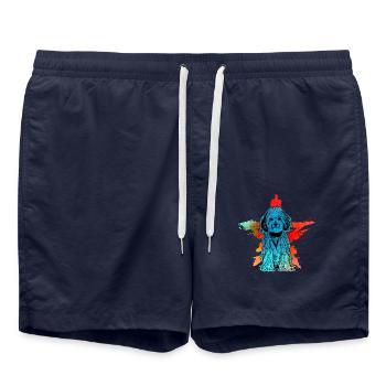 Rétro havanais - Short de bain - bleu marine - Devant - AI Model Male 185 light (185cm)