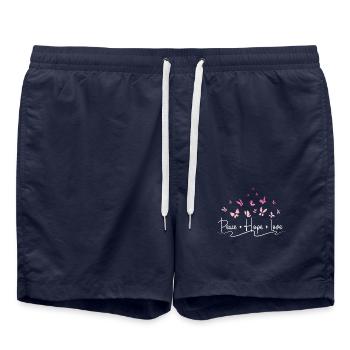 Paix espoir amour, Papillon - Short de bain - bleu marine - Devant - AI Model Male 185 light (185cm)