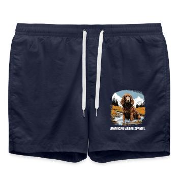 Chien Épagneul d’eau américain - Short de bain - bleu marine - Devant - AI Model Male 185 light (185cm)