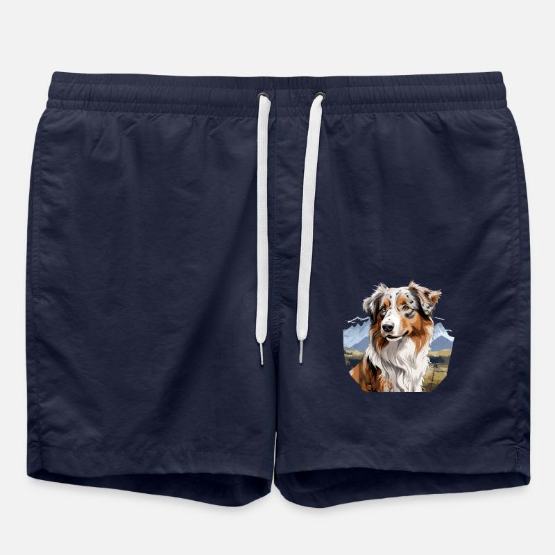 Dog Australian Shepherd - Swim Trunks - french navy