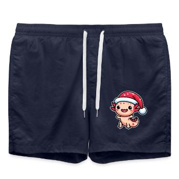 Joyeux axolotl : la joie de Noël avec chapeau - Short de bain - bleu marine - Devant - AI Model Male 185 light (185cm)