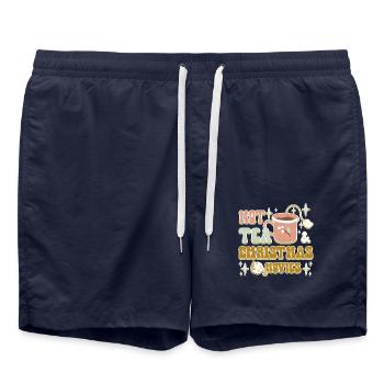 Hot tea and christmas movies - Badeshorts - French Navy - Vorne - AI Model Male 185 light (185cm)
