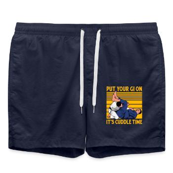 Brazilian Jiu-Jitsu put your Gi on cuddle time - Swim Trunks - french navy - Front - AI Model Male 185 light (185cm)