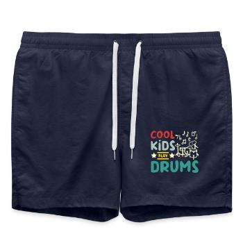 For children, cool kids play drums - Badeshorts - French Navy - Vorne - AI Model Male 185 light (185cm)