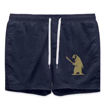 Penguin Baseball Player Silhouette - Swim Trunks - french navy - Front - AI Model Male 185 light (185cm)