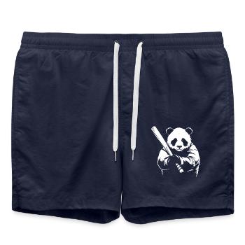 Minimalistische Panda Baseballspieler Silhouette - - Badeshorts - French Navy - Vorne - AI Model Male 185 light (185cm)