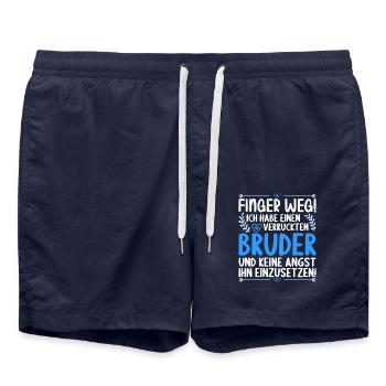 Finger weg ich habe einen verrückten Bruder - Badeshorts - French Navy - Vorne - AI Model Male 185 light (185cm)