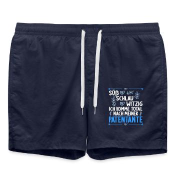 Ich komme total nach meiner Patentante Patenkind - Badeshorts - French Navy - Vorne - AI Model Male 185 light (185cm)
