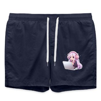 Kawaii Girl Anime and Gaming Anime Lover - Swim Trunks - french navy - Front - AI Model Male 185 light (185cm)