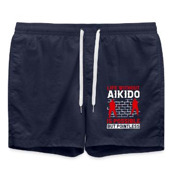 Ein Leben ohne Aikido ist möglich, aber sinnlos - Badeshorts - French Navy - Vorne - AI Model Male 185 light (185cm)