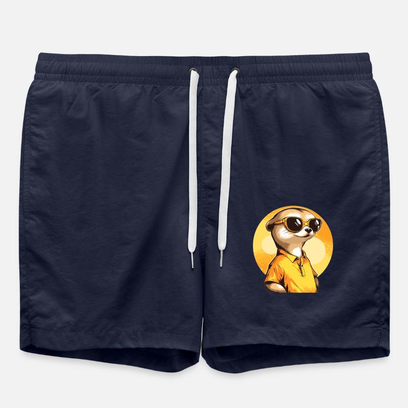 Erdmännchen Mit Sonnenbrille Meerkat - Badeshorts - French Navy