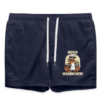 Erdmännchen kochen Koch Kochmütze Herdmännchen - Badeshorts - French Navy - Vorne - AI Model Male 185 light (185cm)