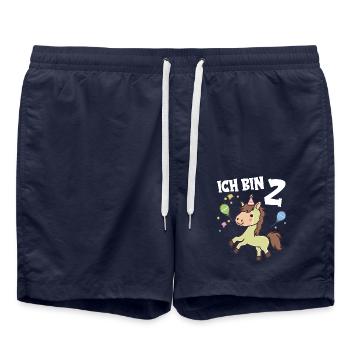 Ich bin 2 Jahre alt Pferde Pferd 2. Geburtstag - Badeshorts - French Navy - Vorne - AI Model Male 185 light (185cm)