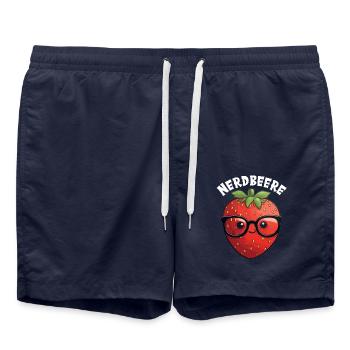 Nerdbeere Junge Mädchen Nerdy Nerd Erdbeere - Badeshorts - French Navy - Vorne - AI Model Male 185 light (185cm)