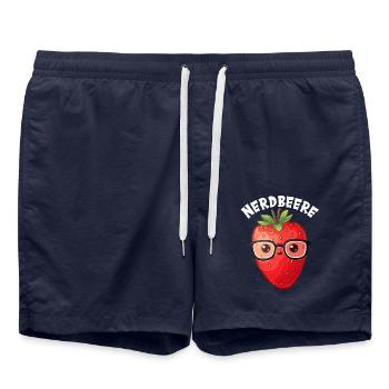 Nerdbeere Junge Mädchen Nerdy Nerd Erdbeere - Badeshorts - French Navy - Vorne - AI Model Male 185 light (185cm)