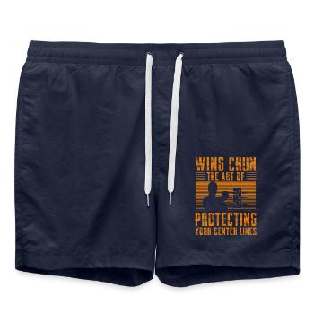 Wing Chun : l’art de protéger ses lignes centrales - Short de bain - bleu marine - Devant - AI Model Male 185 light (185cm)
