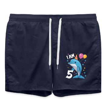 J'ai 5 ans Dolphins Delfin 5ème anniversaire - Short de bain - bleu marine - Devant - AI Model Male 185 light (185cm)