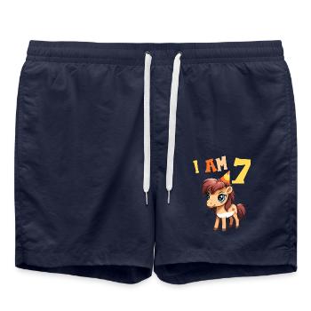 I' years old Horses Horse 7th birthday - Swim Trunks - french navy - Front - AI Model Male 185 light (185cm)