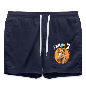 I' Years Old Horses Horse 7th Birthday - Swim Trunks - french navy - Front - AI Model Male 185 light (185cm)
