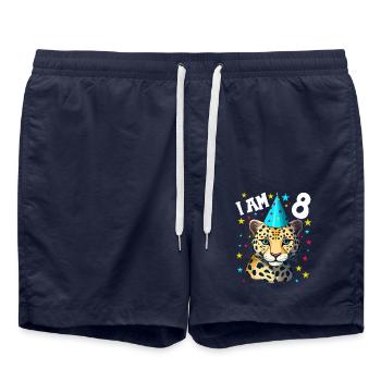 Ich bin 8 Jahre alt Leoparde Leopard 8. Geburtstag - Badeshorts - French Navy - Vorne - AI Model Male 185 light (185cm)