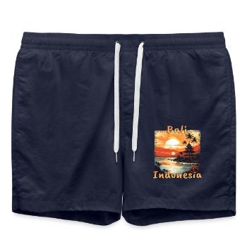 Bali Sunset: Grunge Beach Vacation - Swim Trunks - french navy - Front - AI Model Male 185 light (185cm)