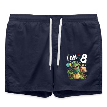 I'm 8 Turtles Turtle 8th Birthday - Swim Trunks - french navy - Front - AI Model Male 185 light (185cm)