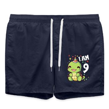 I'm 9 Turtles Turtle 9th Birthday - Swim Trunks - french navy - Front - AI Model Male 185 light (185cm)