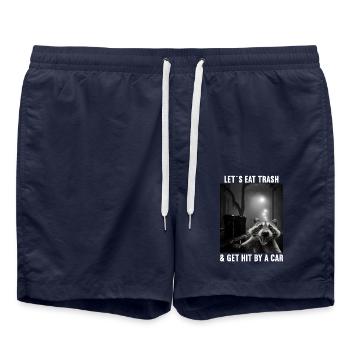 Lets eat Trash and get hit by a Car Raccoon - Swim Trunks - french navy - Front - AI Model Male 185 light (185cm)