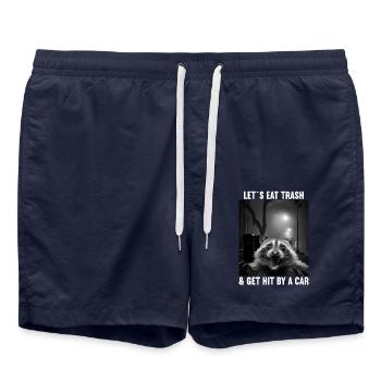 Lets eat Trash and get hit by a Car Raccoon - Swim Trunks - french navy - Front - AI Model Male 185 light (185cm)