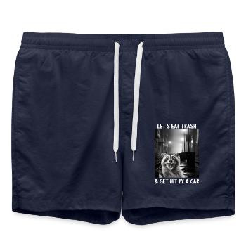 Lets eat Trash and get hit by a Car Raccoon - Swim Trunks - french navy - Front - AI Model Male 185 light (185cm)