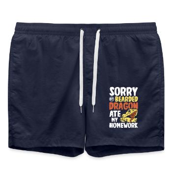 Désolé que mon dragon barbu ait mangé mes devoirs - Short de bain - bleu marine - Devant - AI Model Male 185 light (185cm)