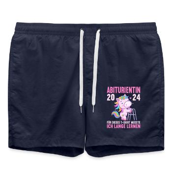 Abitur Junge Mädchen Abi Abitur 2024 - Badeshorts - French Navy - Vorne - AI Model Male 185 light (185cm)