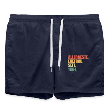 Beste Ehefrau seit 1984 40.Hochzeitstag - Badeshorts - French Navy - Vorne - AI Model Male 185 light (185cm)