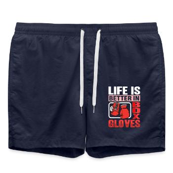 Life is better in Box Gloves - Swim Trunks - french navy - Front - AI Model Male 185 light (185cm)