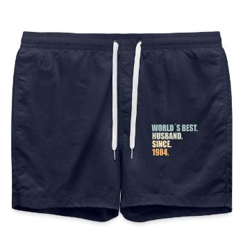 Best husband since 1984 40th wedding anniversary - Swim Trunks - french navy - Front - AI Model Male 185 light (185cm)