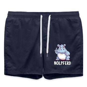 Hippo Hippo Complain Complainer Nölpferd - Short de bain - bleu marine - Devant - AI Model Male 185 light (185cm)
