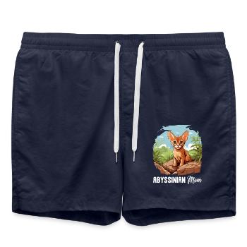 Chat d’Abyssinie Abessinierkatze - Short de bain - bleu marine - Devant - AI Model Male 185 light (185cm)