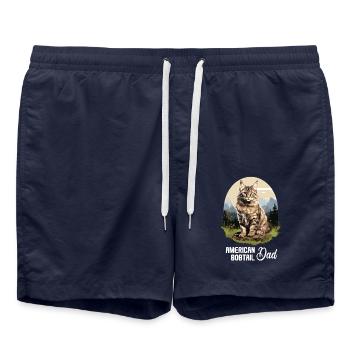Cat Cats American Bobtail - Swim Trunks - french navy - Front - AI Model Male 185 light (185cm)