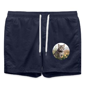 Chat Chats American Shorthair - Short de bain - bleu marine - Devant - AI Model Male 185 light (185cm)