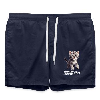 Chat Chats American Shorthair - Short de bain - bleu marine - Devant - AI Model Male 185 light (185cm)